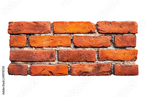 Red brick wall isolated on transparent background.