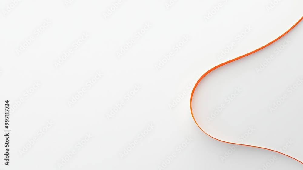 White Background with Thin, Curving orange Line and space for text or logos White Background with Thin, Curving orange Line and space for text or logos