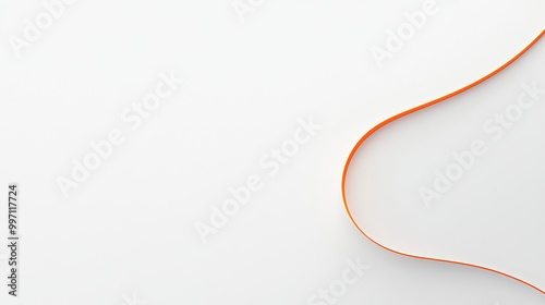 White Background with Thin, Curving orange Line and space for text or logos