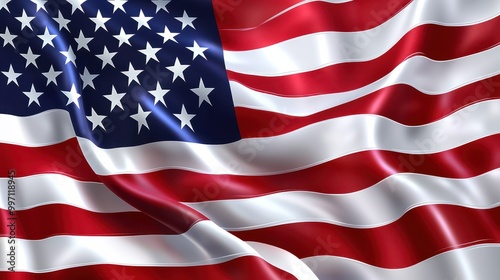 Flag of the United States, Independence day, American flag for Memorial Day, 4th of July, Labour Day, Happy 4th of July United States Independence Day, waving american national flag copy space, Ai photo