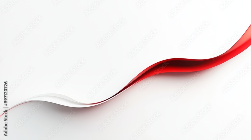 White Background with Thin, Curving red Line and space for text or logos White Background with Thin, Curving red Line and space for text or logos