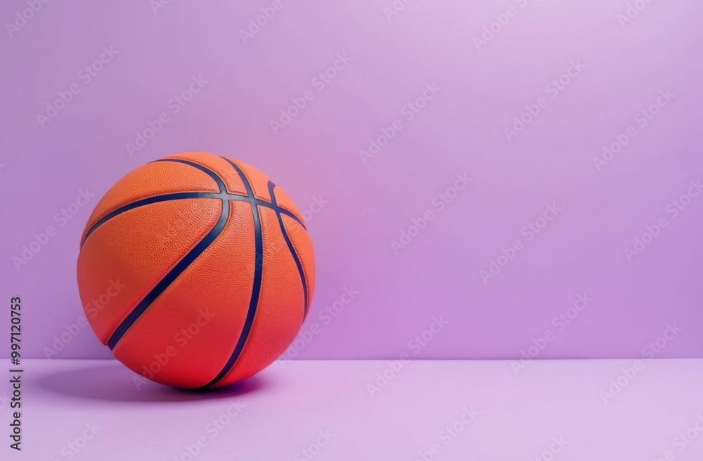 basketball ball on a violet plain background with space for text. basketball ball on a violet plain background with space for text.