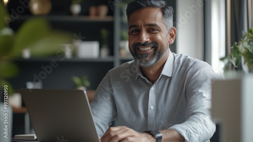 Businessman working at a laptop