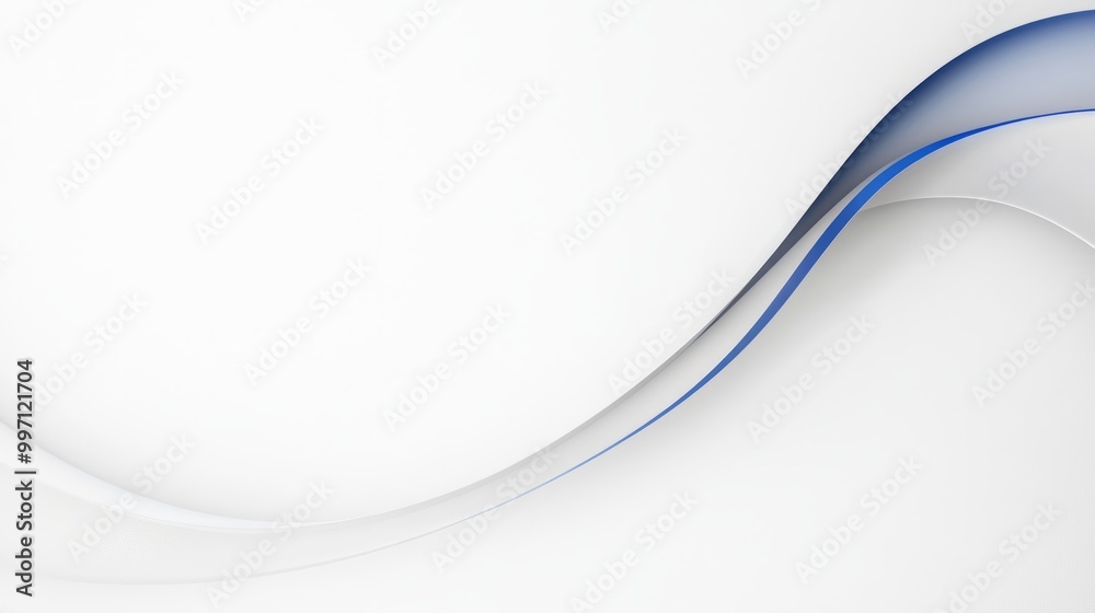 Obraz premium White Background with Thin, Curving blue Line and space for text or logos