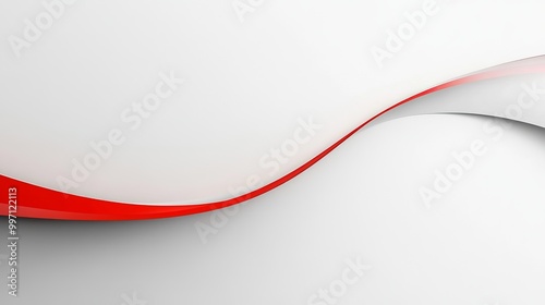 White Background with Thin, Curving red Line and space for text or logos