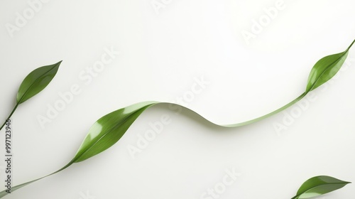 White Background with Thin, Curving green Line and space for text or logos