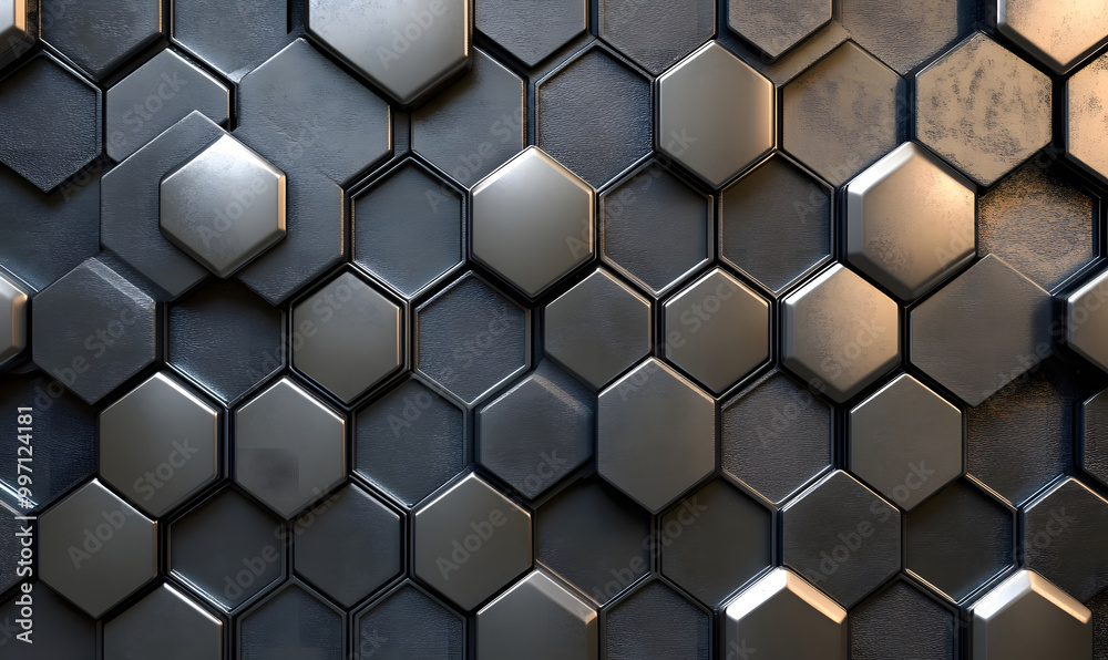 Hexagonal Metallic Textured Background design Hexagonal Metallic Textured Background design