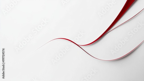 White Background with Thin, Curving red Line and space for text or logos