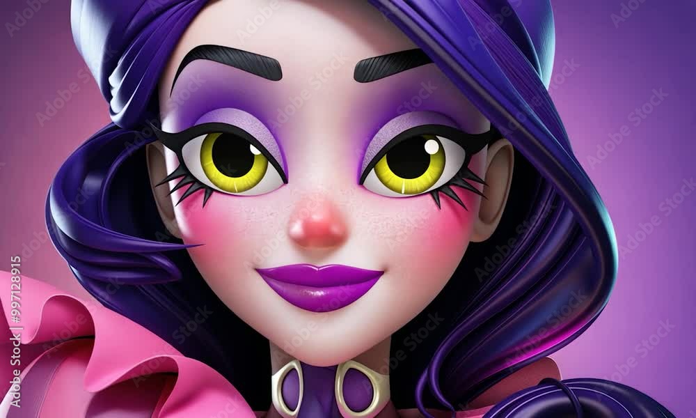 Stunning 3D Character Design Illustration with Vivid Colors and Purple Tones Stunning 3D Character Design Illustration with Vivid Colors and Purple Tones