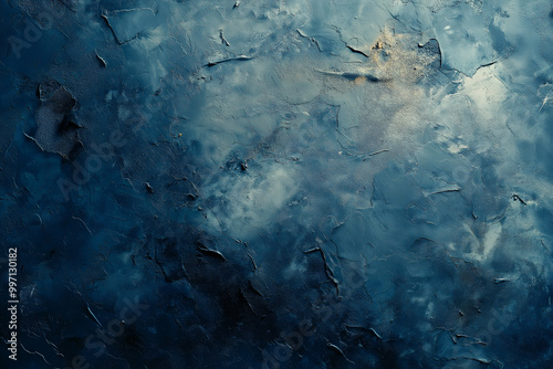 vintage dark blue concrete wall with rough brush strokes and plaster, offering a grungy, textured backdrop for design. Generative AI