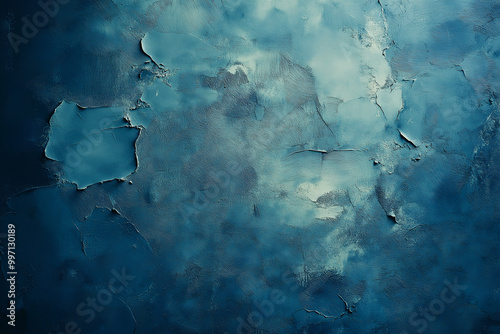 vintage dark blue concrete wall with rough brush strokes and plaster, offering a grungy, textured backdrop for design. Generative AI
