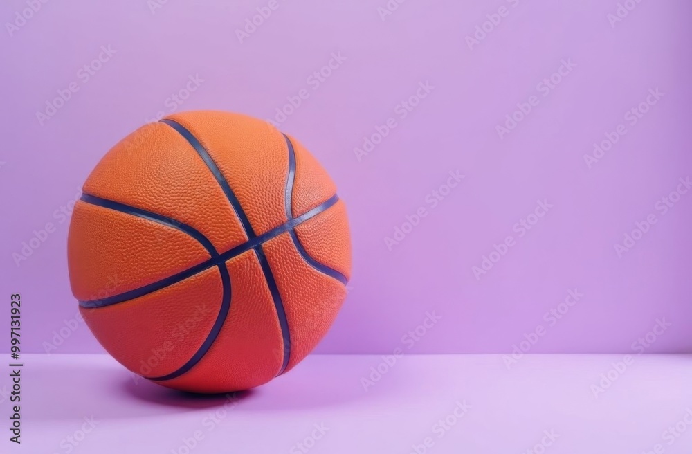 basketball ball on a violet plain background with space for text. basketball ball on a violet plain background with space for text.