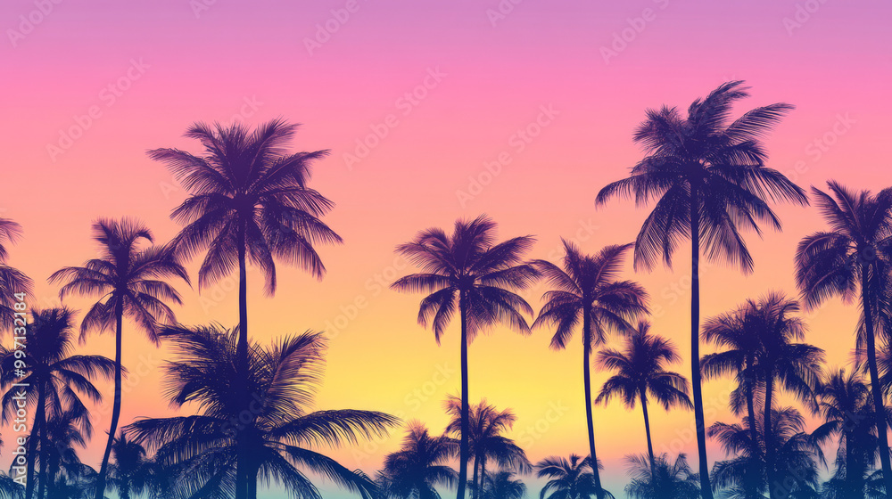 A calm tropical sunset with a smooth gradient of pastel colors, transitioning from peach to lavender. Silhouettes of palm trees sway gently in the evening breeze. A calm tropical sunset with a smooth gradient of pastel colors, transitioning from peach to lavender. Silhouettes of palm trees sway gently in the evening breeze.