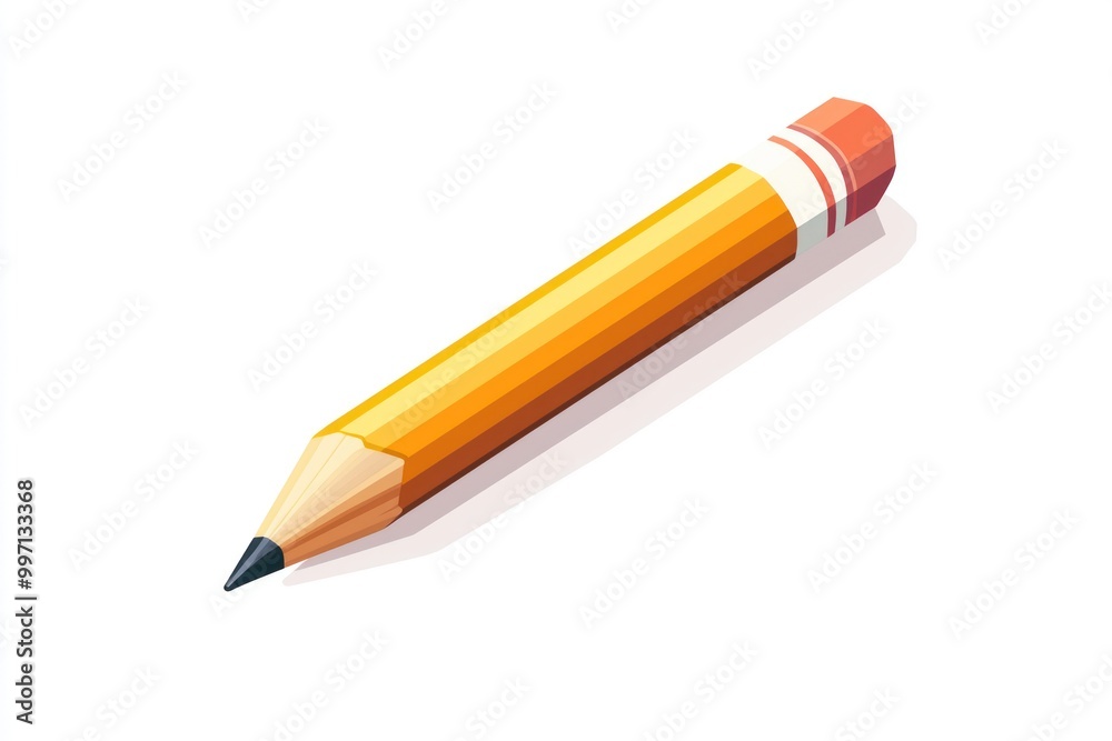 Cartoon style pencil icon isolated against a white background, perfectly representing simplicity and functionality in office supplies. Cartoon style pencil icon isolated against a white background, perfectly representing simplicity and functionality in office supplies.
