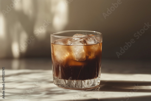 Cold Brew Coffee with Ice in a Minimalist Glass