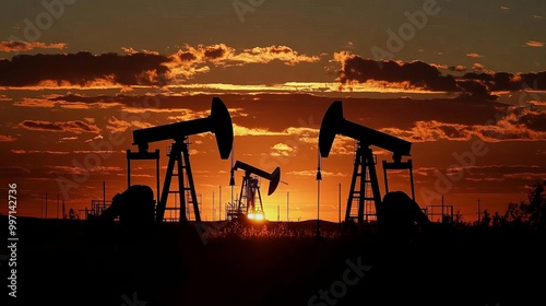 Saudi Arabia's price war has caused oil prices to plummet. The image shows oil rigs and pumps silhouetted against a sunset, representing the global oil industry and its struggle with lower production.