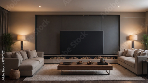 living room interior design template, high-resolution living area with furniture 3d illustration interior rendering.