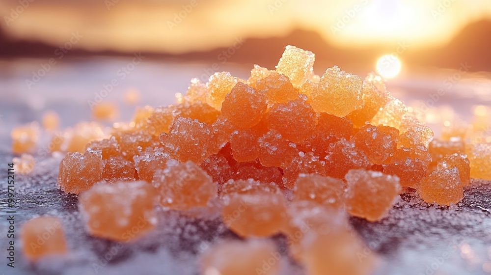 Close Up of Ice Crystals at Sunset Close Up of Ice Crystals at Sunset