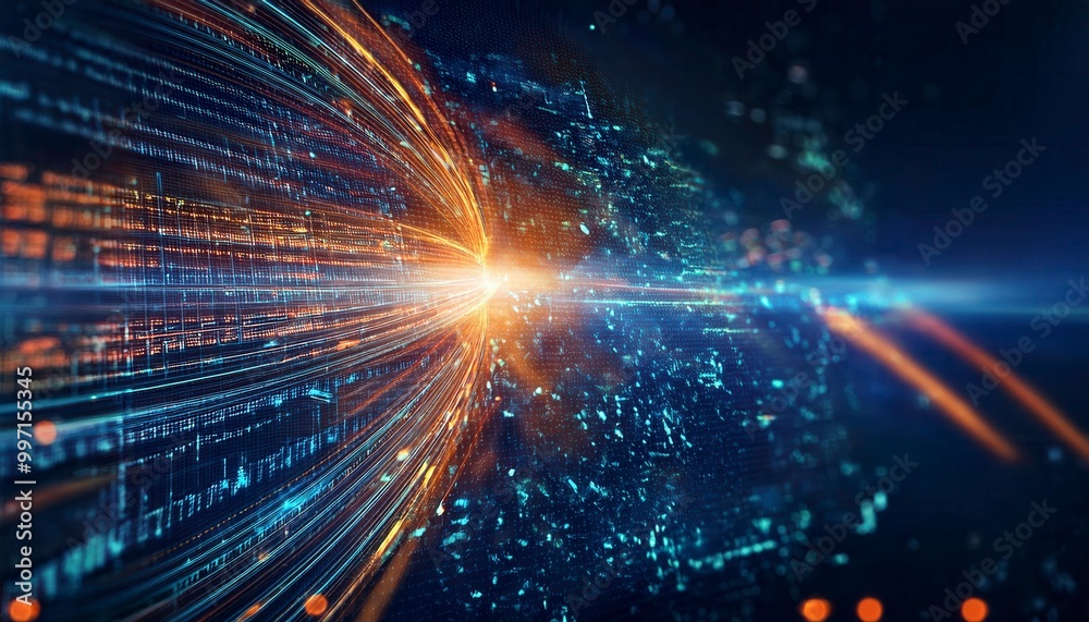 Naklejka premium Circuit board, Motherboard, Digital chip. Tech science technology background. Integrated communication processor. Information engineering component with bokeh. Generated image