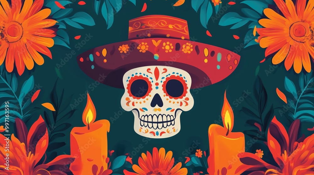 Obraz premium Dia de los muertos, Mexican day of the dead celebrating concept