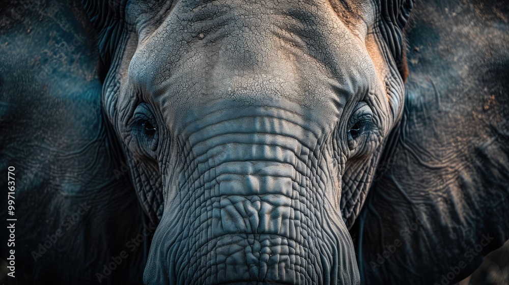 Fototapeta premium Elephant close-up. AI generative.