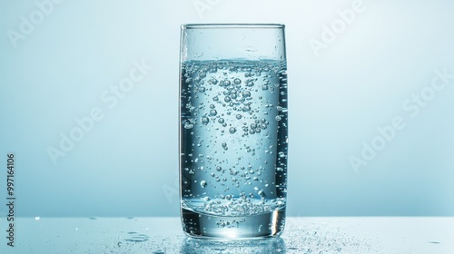 Refreshing Effervescence: A Glass of Sparkling Water photo