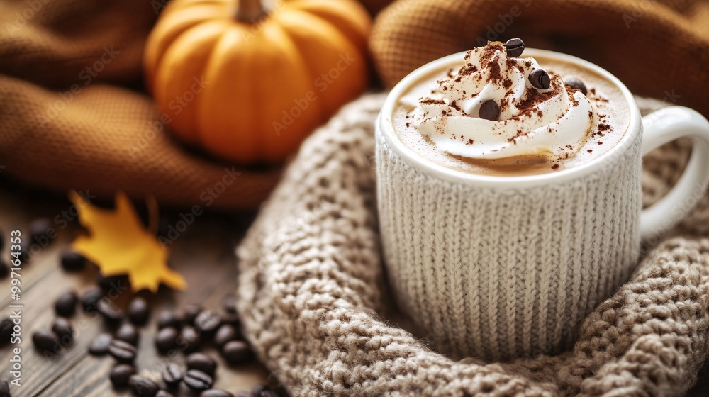 Cozy relaxing fall autumn coffee background Cozy relaxing fall autumn coffee background