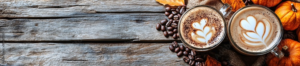 Cozy relaxing fall autumn coffee background