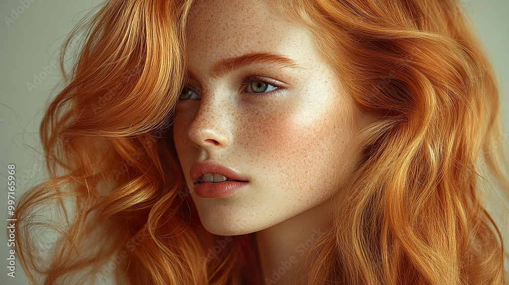 Stunning Portrait of a Woman with Red Hair and Freckles Stunning Portrait of a Woman with Red Hair and Freckles