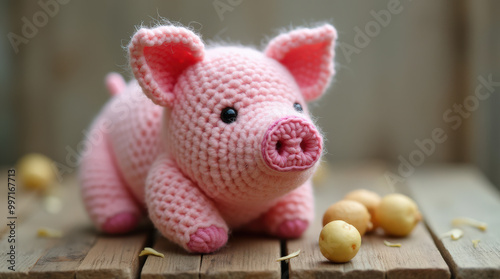 Cute Crocheted Pig Plushies in Soft Pink for Handmade Nursery Decor and Gifts – Perfect Crochet Patterns for DIY Projects
