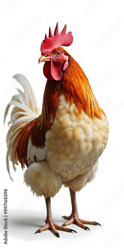 Fototapeta premium a rooster cock bird, isolated on a white background