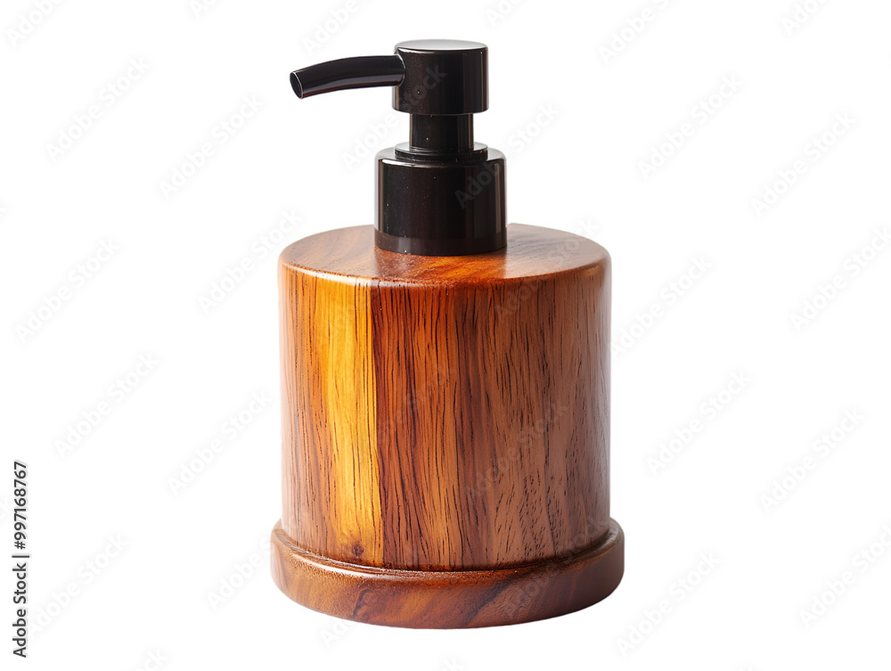 a wooden soap dispenser with a black pump
a wooden soap dispenser with a black pump
