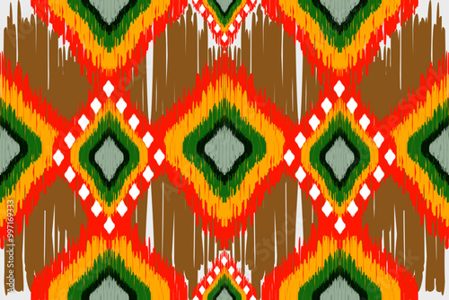 Vintage knit seamless pattern with geometric shapes and elements for textile design