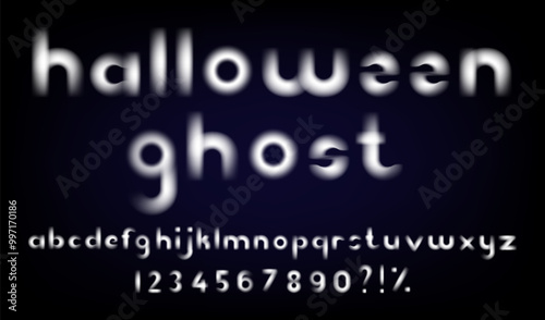 Smoke alphabet, steam font. Vector smoky cloud effect letters of text. Type and numbers vapor, magic halloween fog. Ghost background set. Horror spooky cloudy typography. Transparent gas ABC typeface