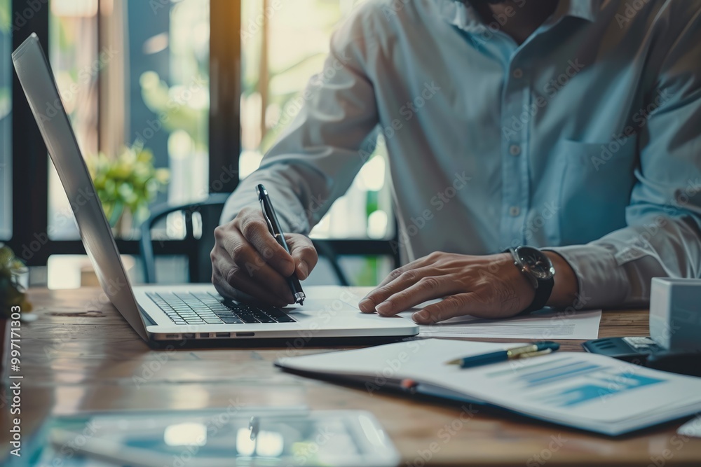 Business planning and E learning in modern office setting. Business planning and E learning in modern office setting.