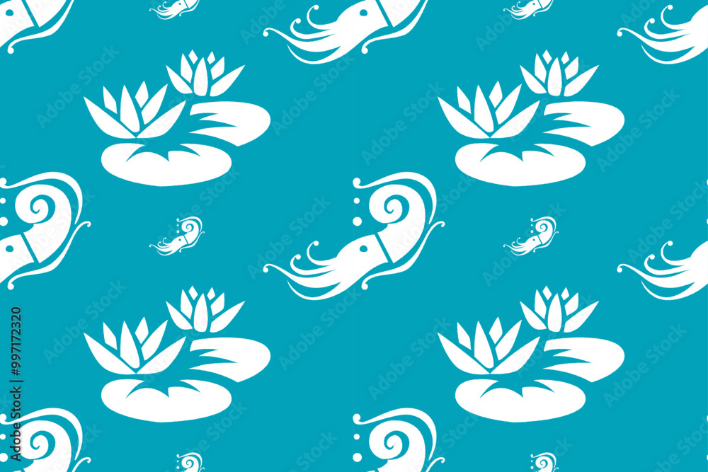 Obraz premium Seamless floral pattern with delicate shell accents