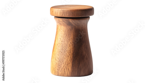 a wooden salt shaker with a lid

