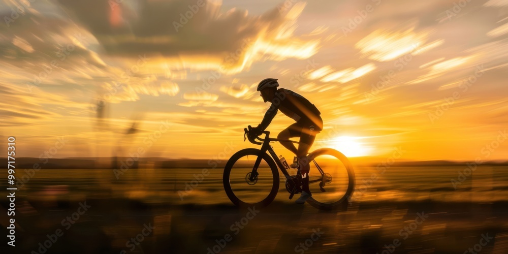 cyclist against a setting sun cyclist against a setting sun
