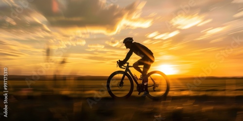 Wallpaper Mural  cyclist against a setting sun Torontodigital.ca
