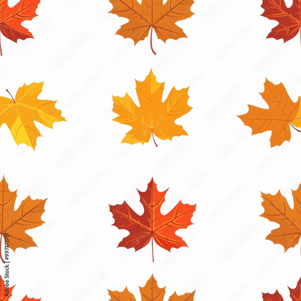 Fototapeta premium Texture tile of orange autumn maple leaves.