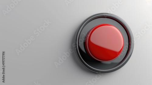 Red and gray toggle switch button in 3D style on a white background. AI generative.