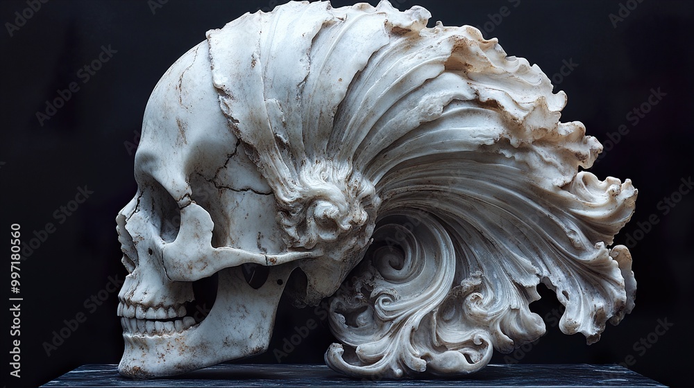 Sculptural Human Skull with Intricate Detail Sculptural Human Skull with Intricate Detail