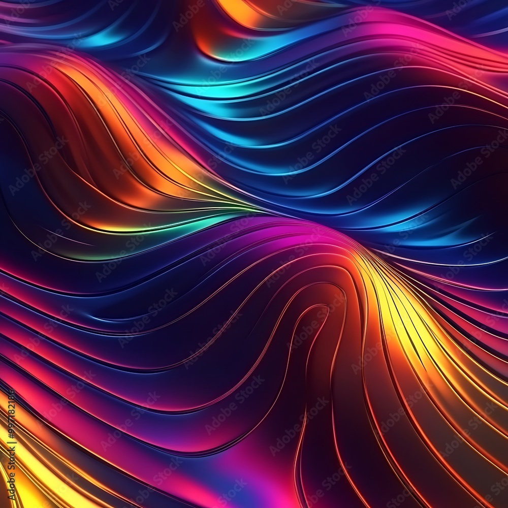 A colorful abstract background filled with flowing, bright wavy lines A colorful abstract background filled with flowing, bright wavy lines