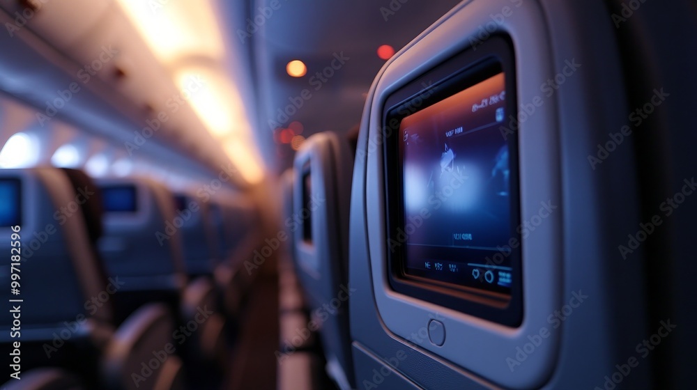 An up-close view of an airline seat's in-flight entertainment screen An up-close view of an airline seat's in-flight entertainment screen