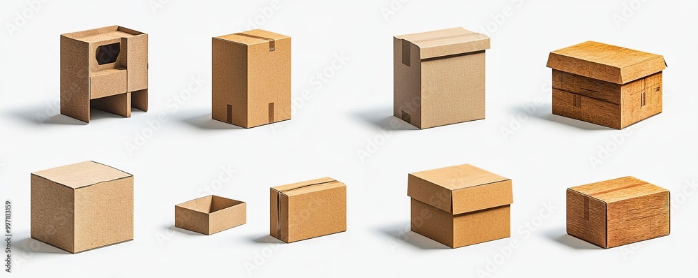 A collection of various cardboard boxes in different sizes and shapes, perfect for packaging, storage, and shipping needs. A collection of various cardboard boxes in different sizes and shapes, perfect for packaging, storage, and shipping needs.