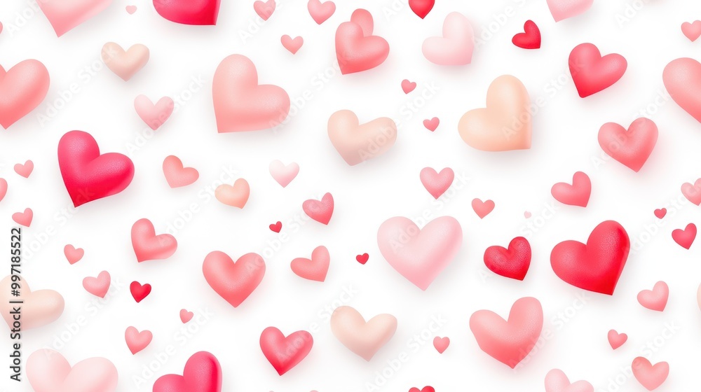 Hand-painted red and pink watercolor hearts in a seamless pattern on a white background. Ideal for romantic or Valentine's Day designs. Hand-painted red and pink watercolor hearts in a seamless pattern on a white background. Ideal for romantic or Valentine's Day designs.
