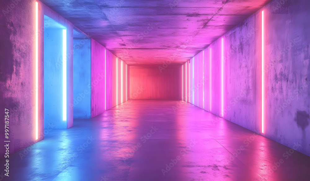 Neon Square Frame on Grunge Wall design Neon Square Frame on Grunge Wall design