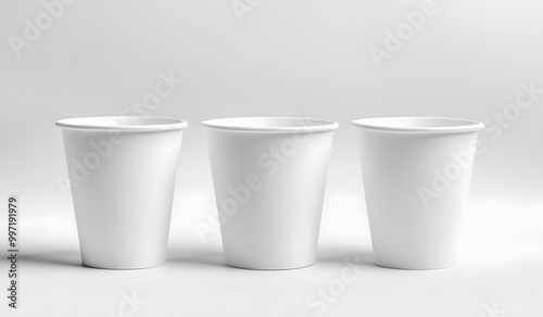  Three Blank Paper Cups on a White Background design