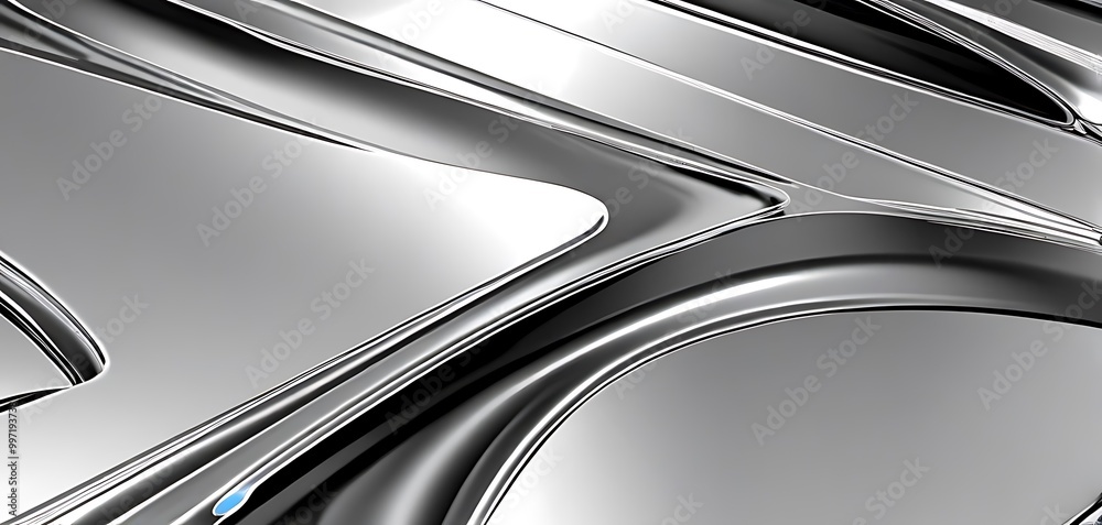 Abstract silver liquid with sharp reflections in a futuristic design.