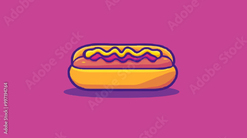 Classic Hot Dog Icon with Mustard and Ketchup